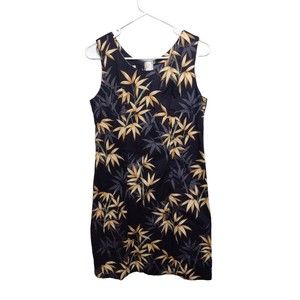 PACIFIC LEGEND APPAREL Dress Black Tan Floral Hawaiian Womens Size Medium